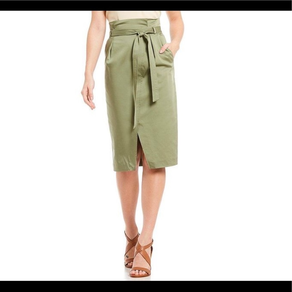 Antonio Melani Tie Front Paperbag Midi Skirt